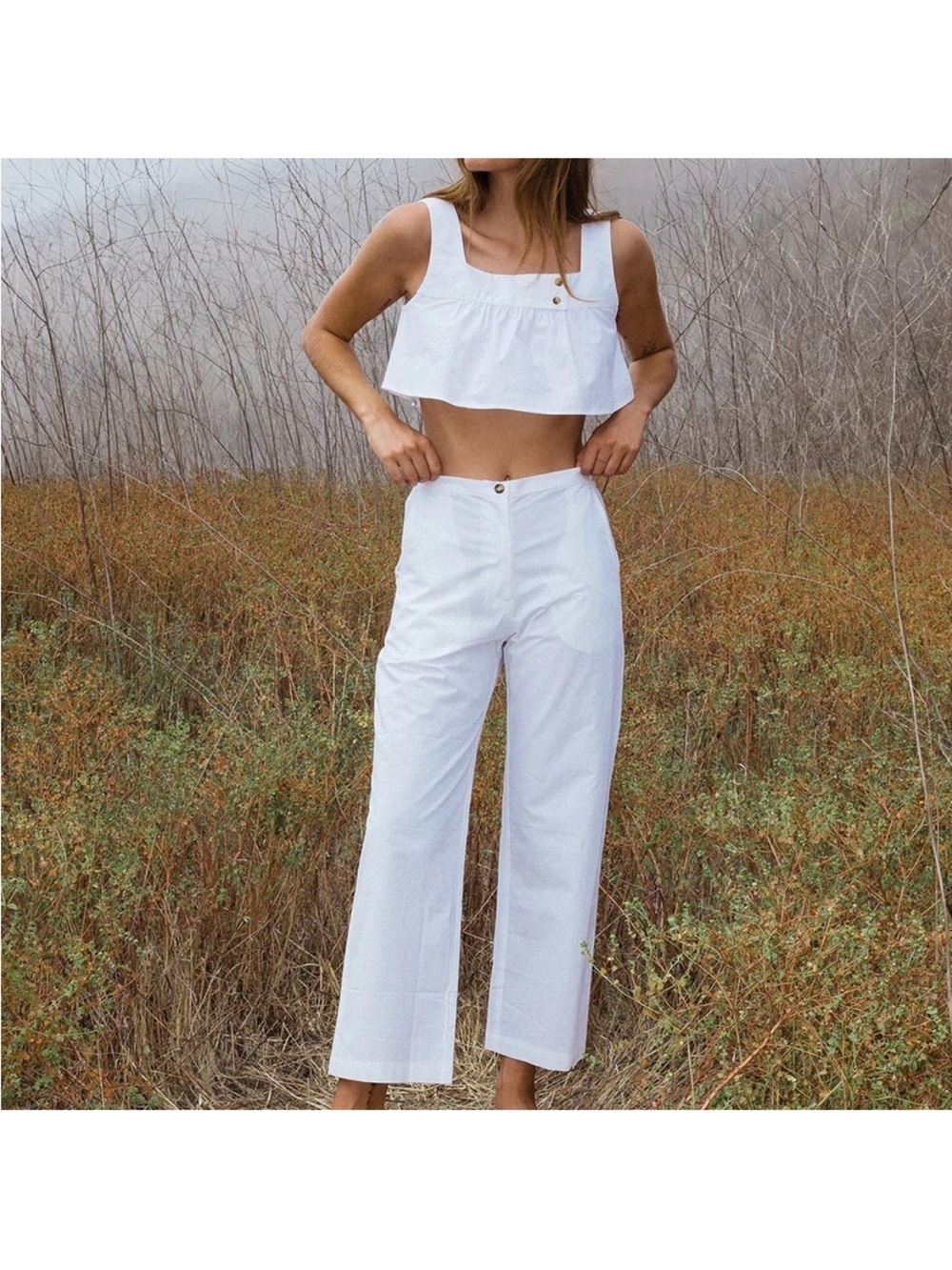 NWT CIAO LUCIA WHITE POPLIN PANTS SZ L